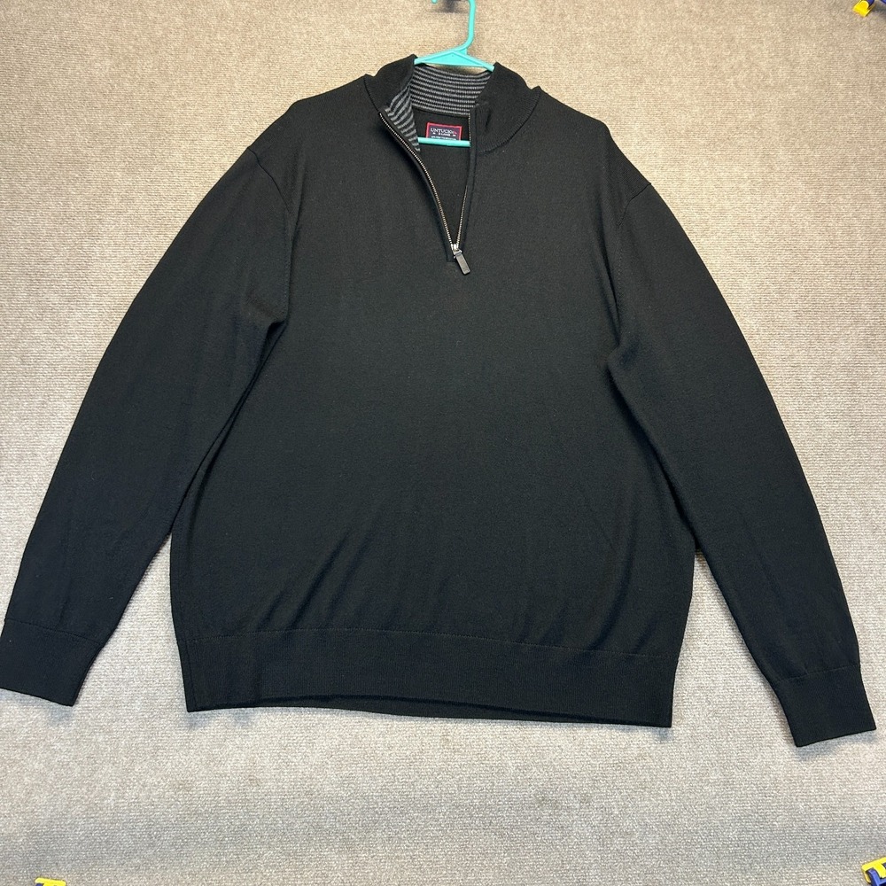 UNTUCKit Belguardo 1/4 Zip Men's XL Pullover Black 100% Merino Wool Extra Fine
